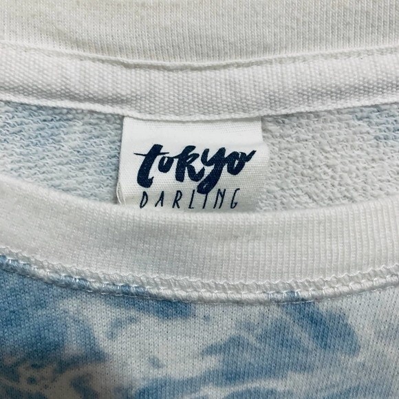 Aeropostale blue sweatshirt Tokyo Darling CHILLIN crop top size L streetwear - Picture 3 of 6